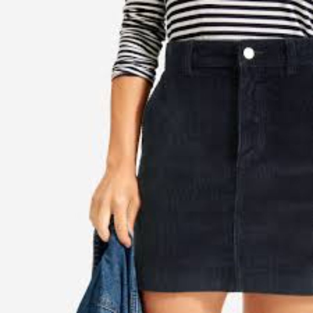 The Corduroy Stamp Skirt Navy/Size 8